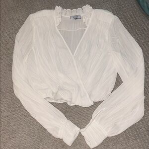 BCBG White Textured Blouse